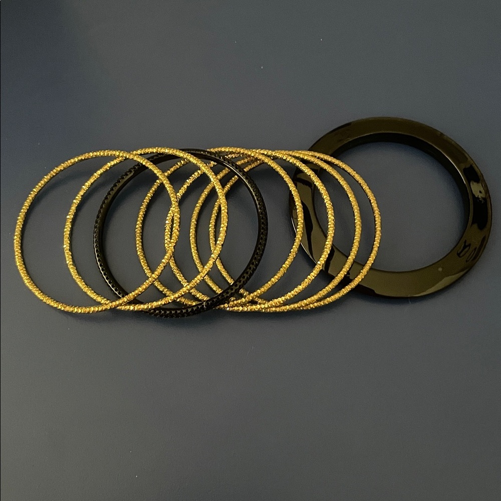Black and gold bangle bracelets